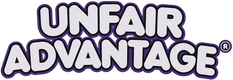 Logo of 'Unfair Advantage' with purple and white text on a white background
