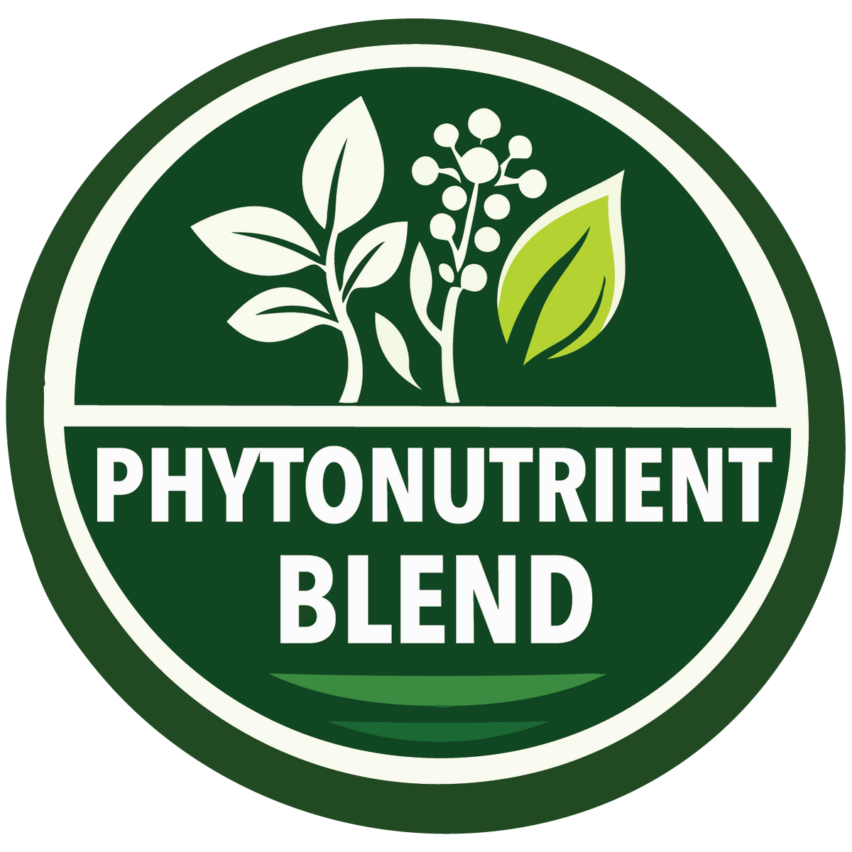Logo for phytonutrient blend with green and white design on a white background